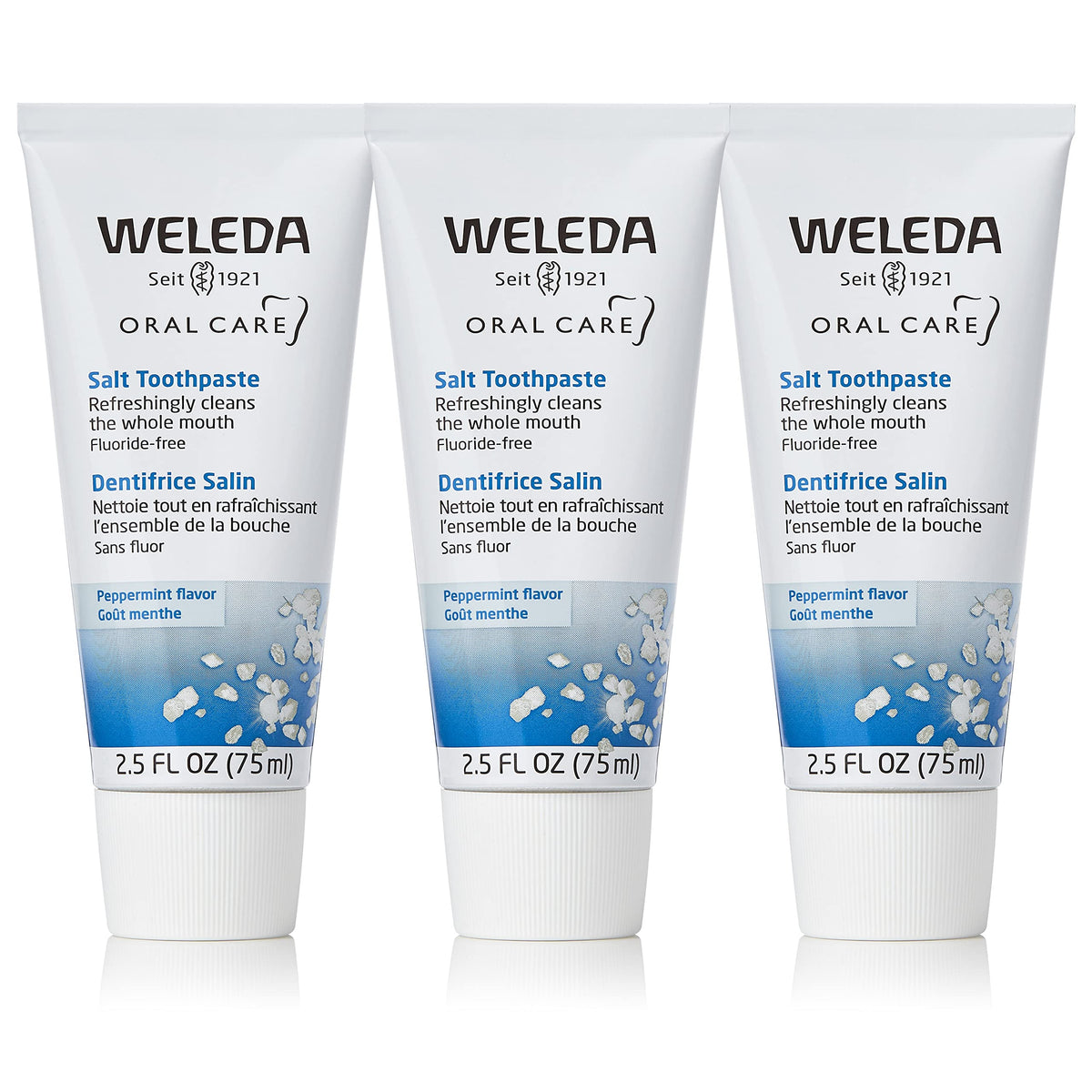 Weleda empaque frontal del pack de 3, limpieza natural y frescura