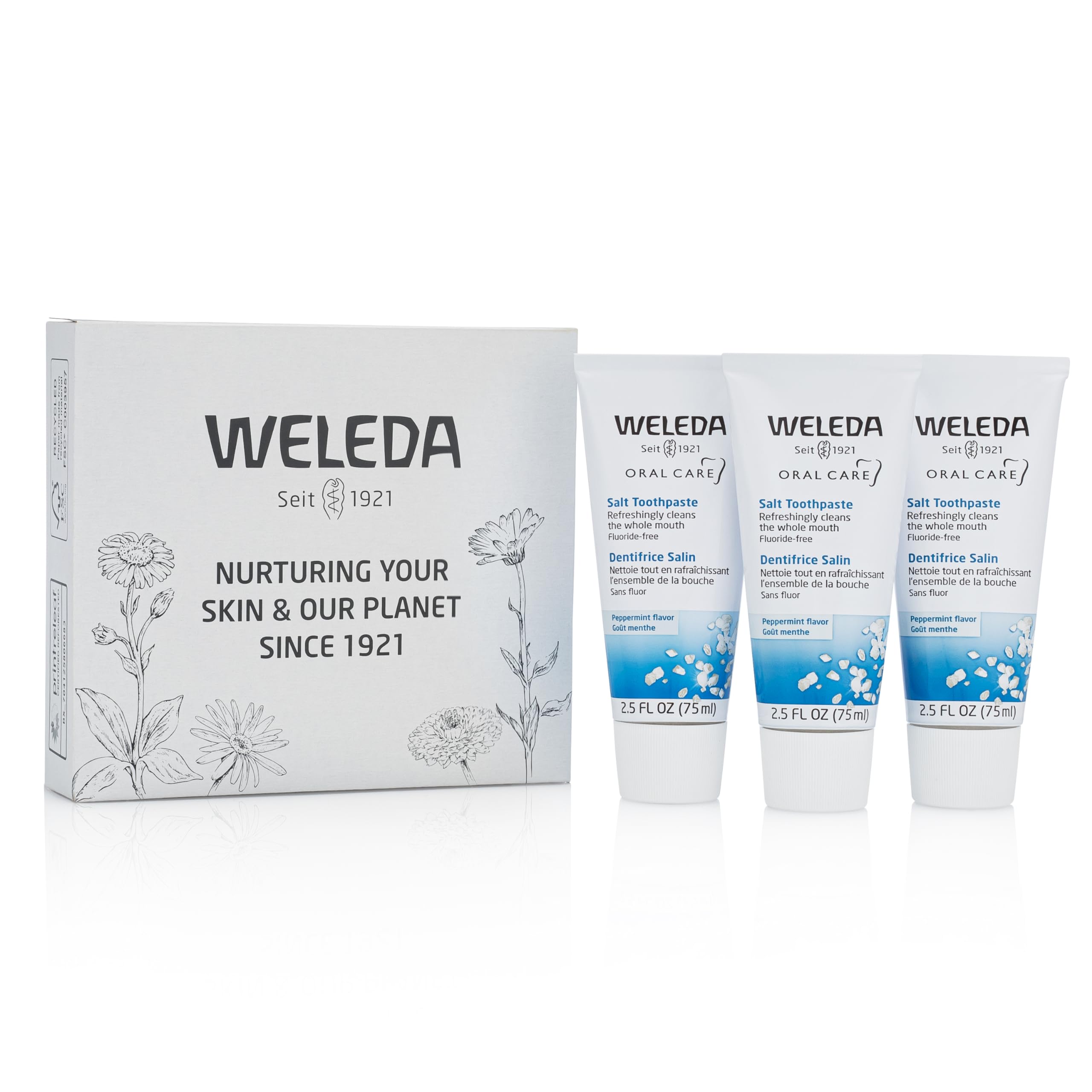 Weleda textura cercana de la pasta, muestra sal marina y apariencia cremosa