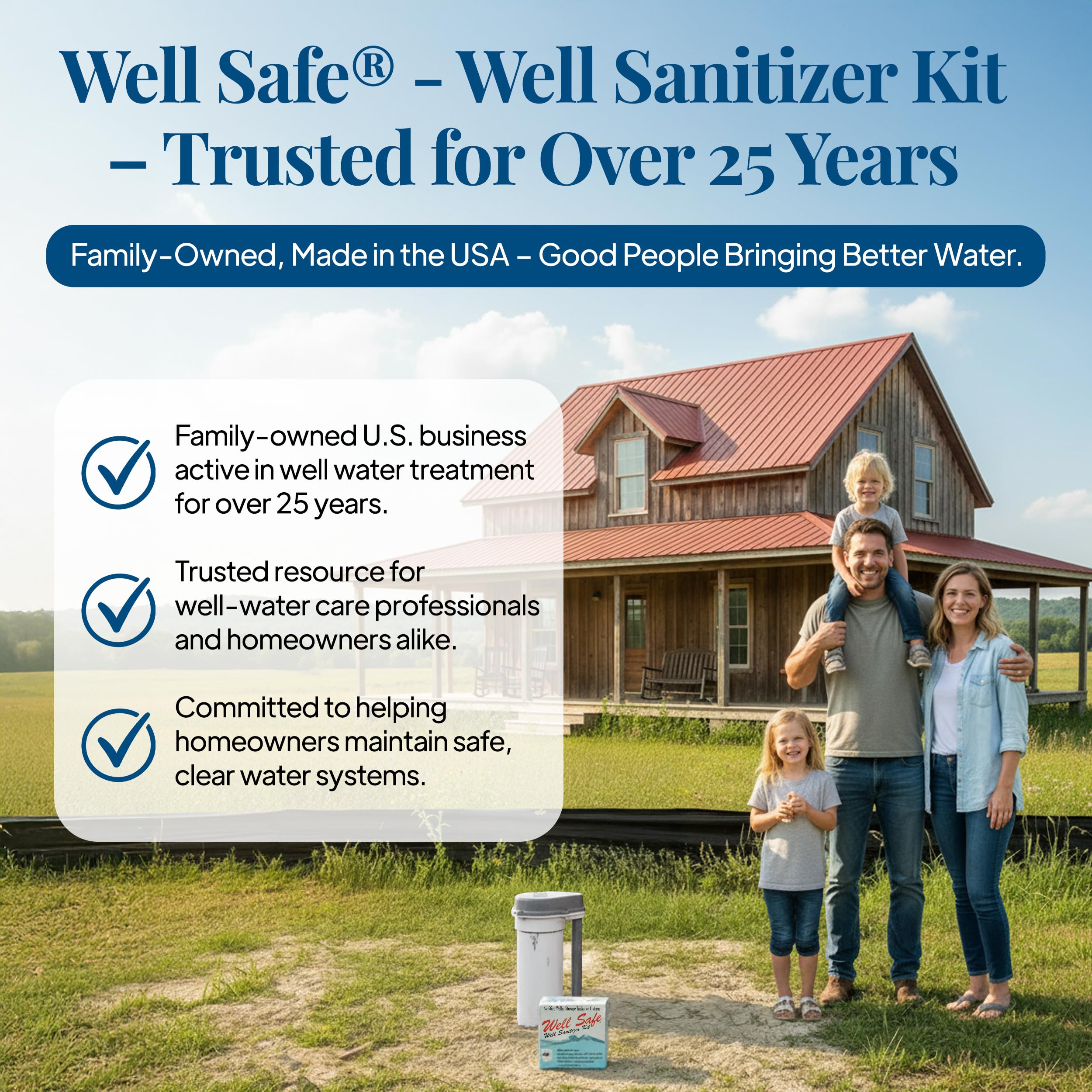 WELL SAFE contenido del kit desplegado, todo lo necesario incluido