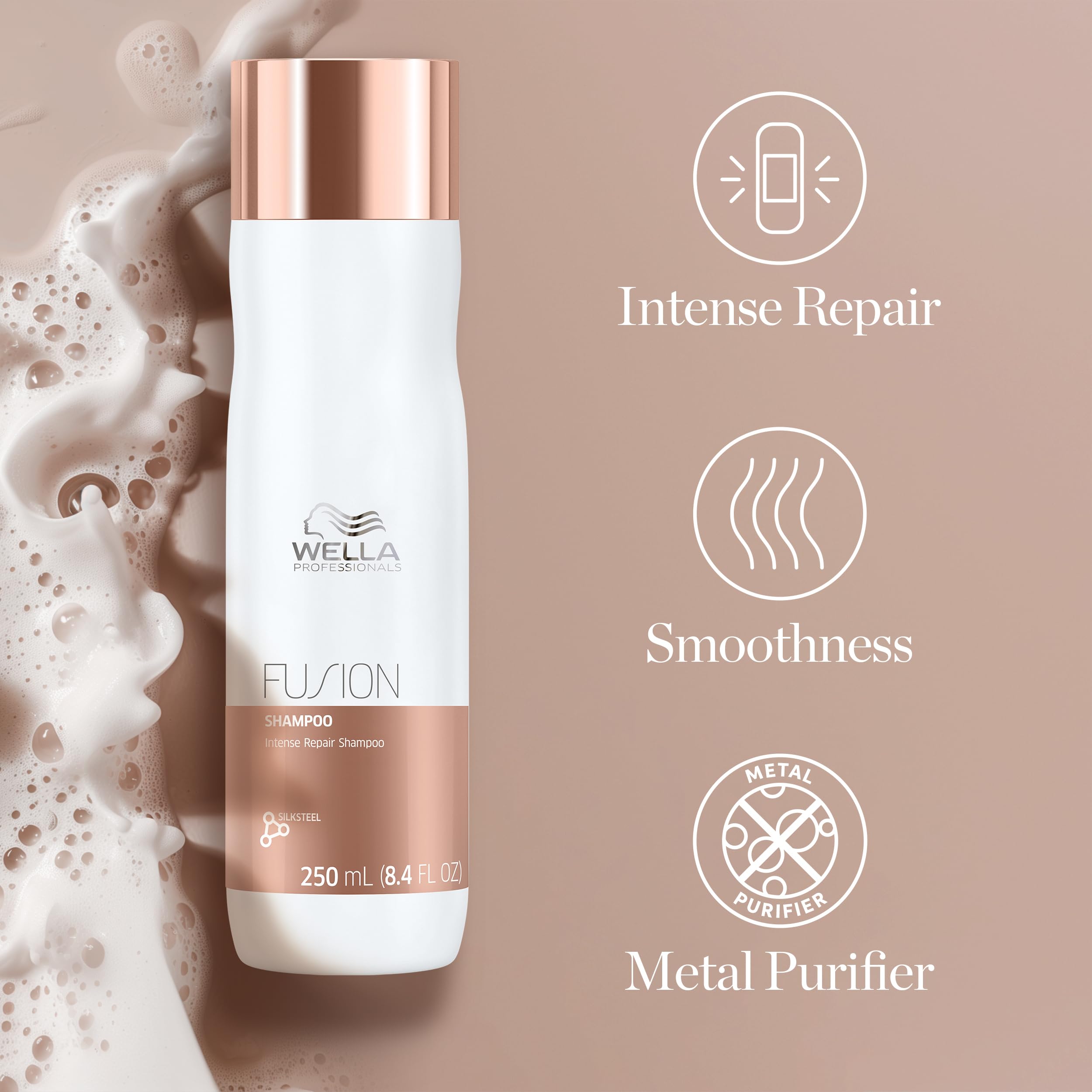 Wella Professionals representación de silksteel activo, refuerza la fibra capilar