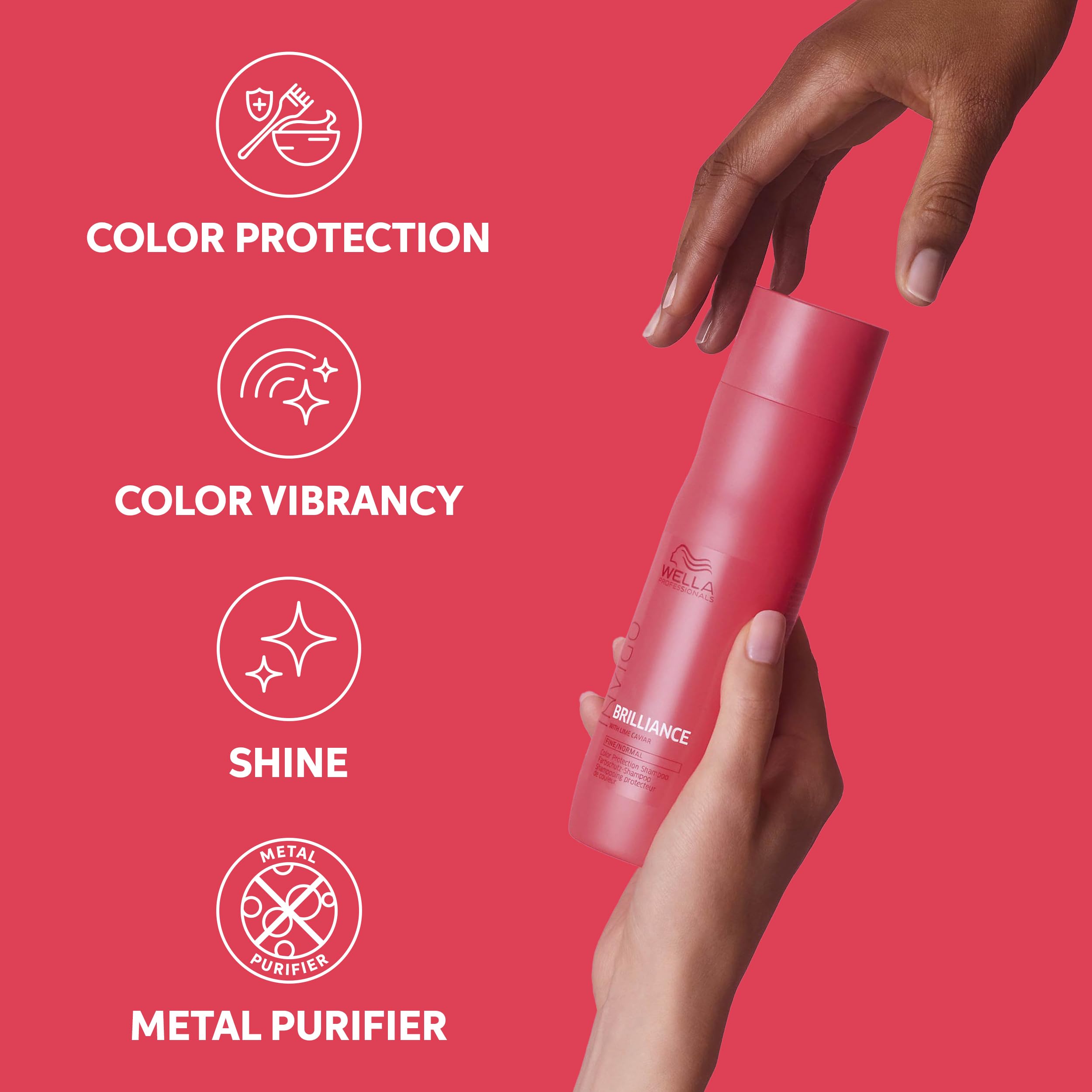 Wella Professionals cabello teñido brillante tras uso que muestra mayor luminosidad