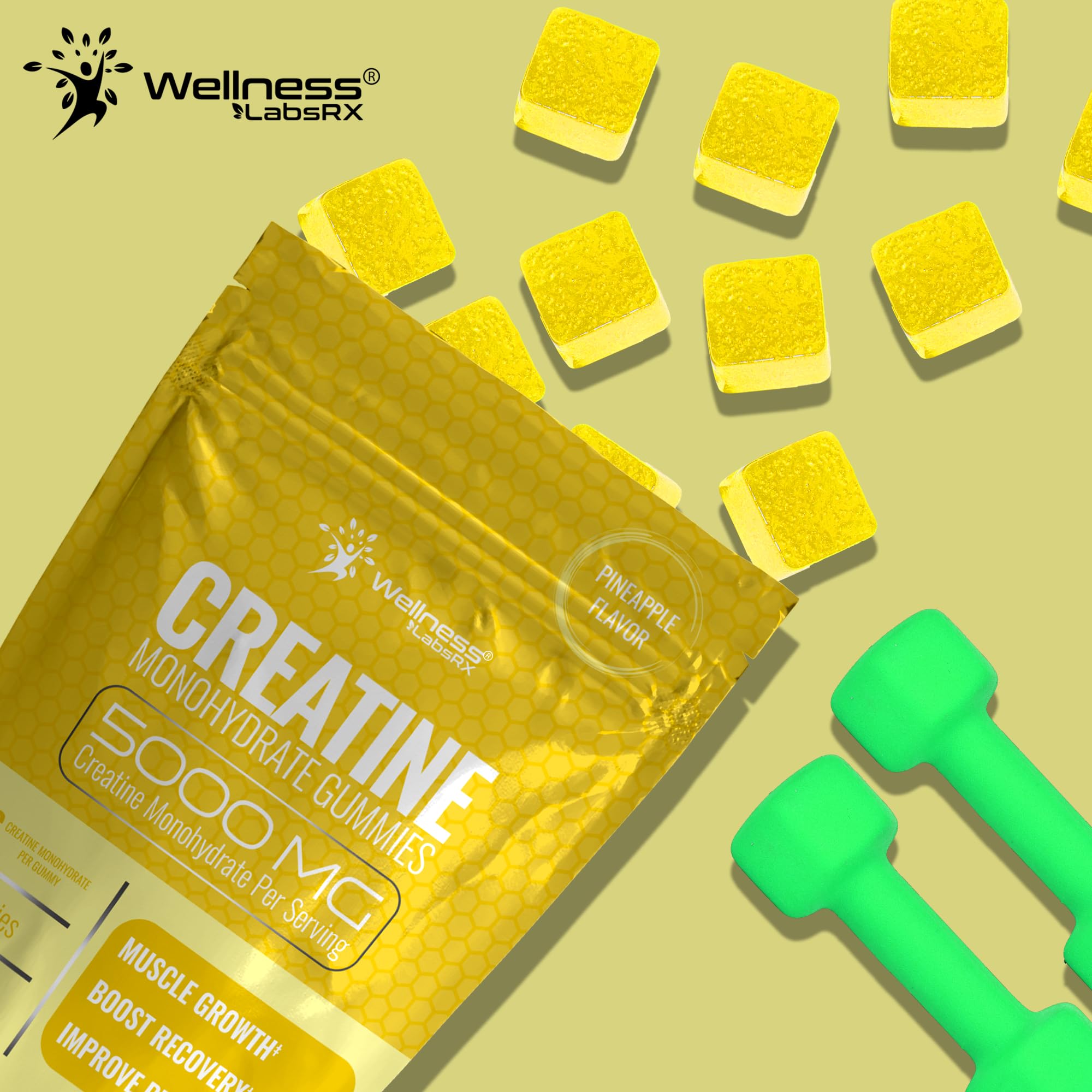WELLNESS LABSRX atleta usando gomita después de entrenar para recuperación rápida
