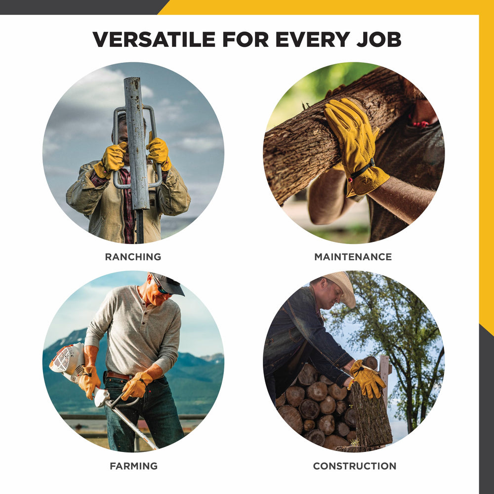 Trabajador usando guantes Wells Lamont sujetando herramienta con control