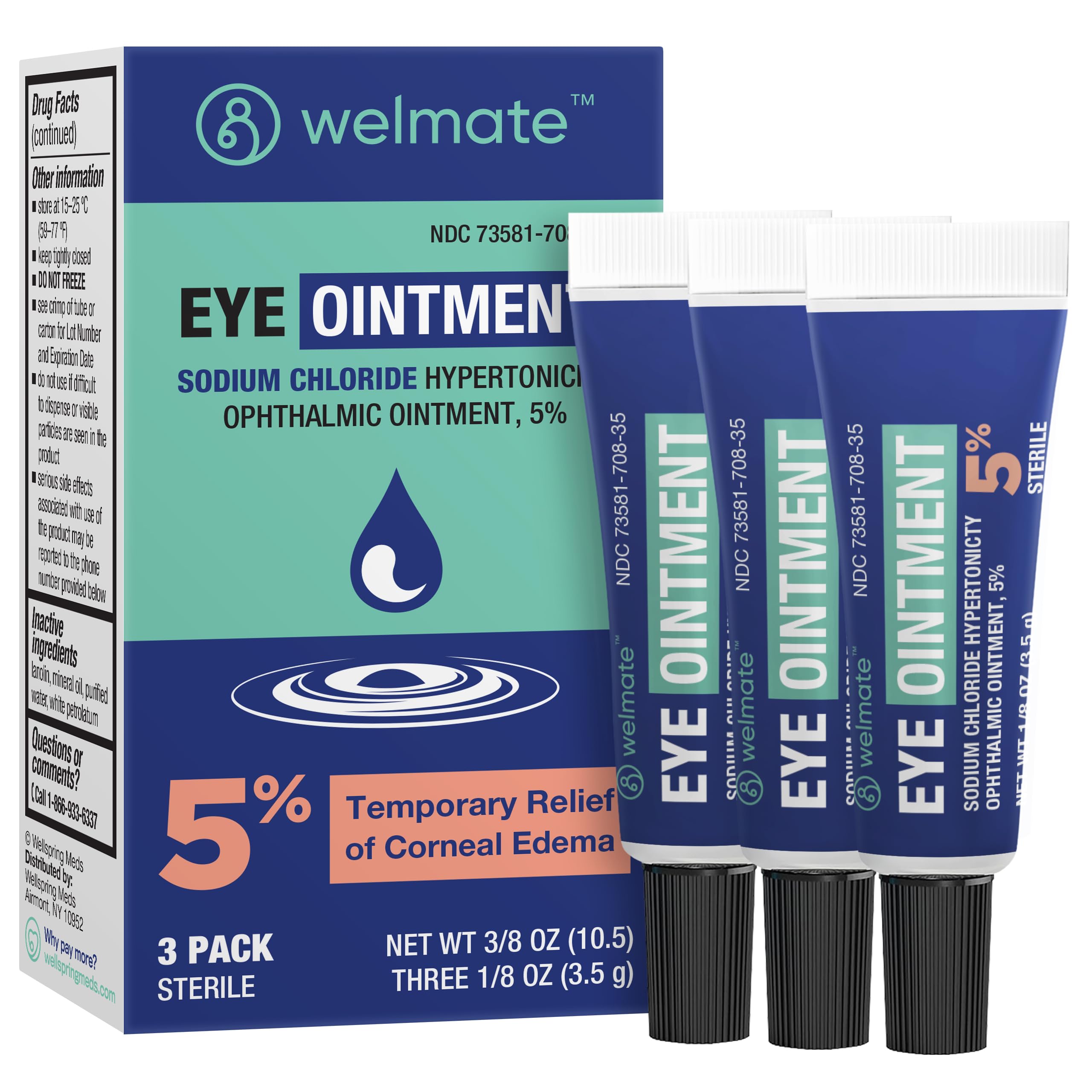 WELMATE ungüento frontal pack de tres mostrando tubos, conveniencia y ahorro