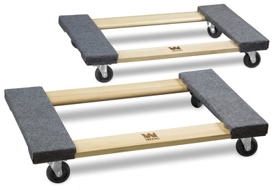 WEN front view of hardwood dolly showing platform and carpet protecting furniture