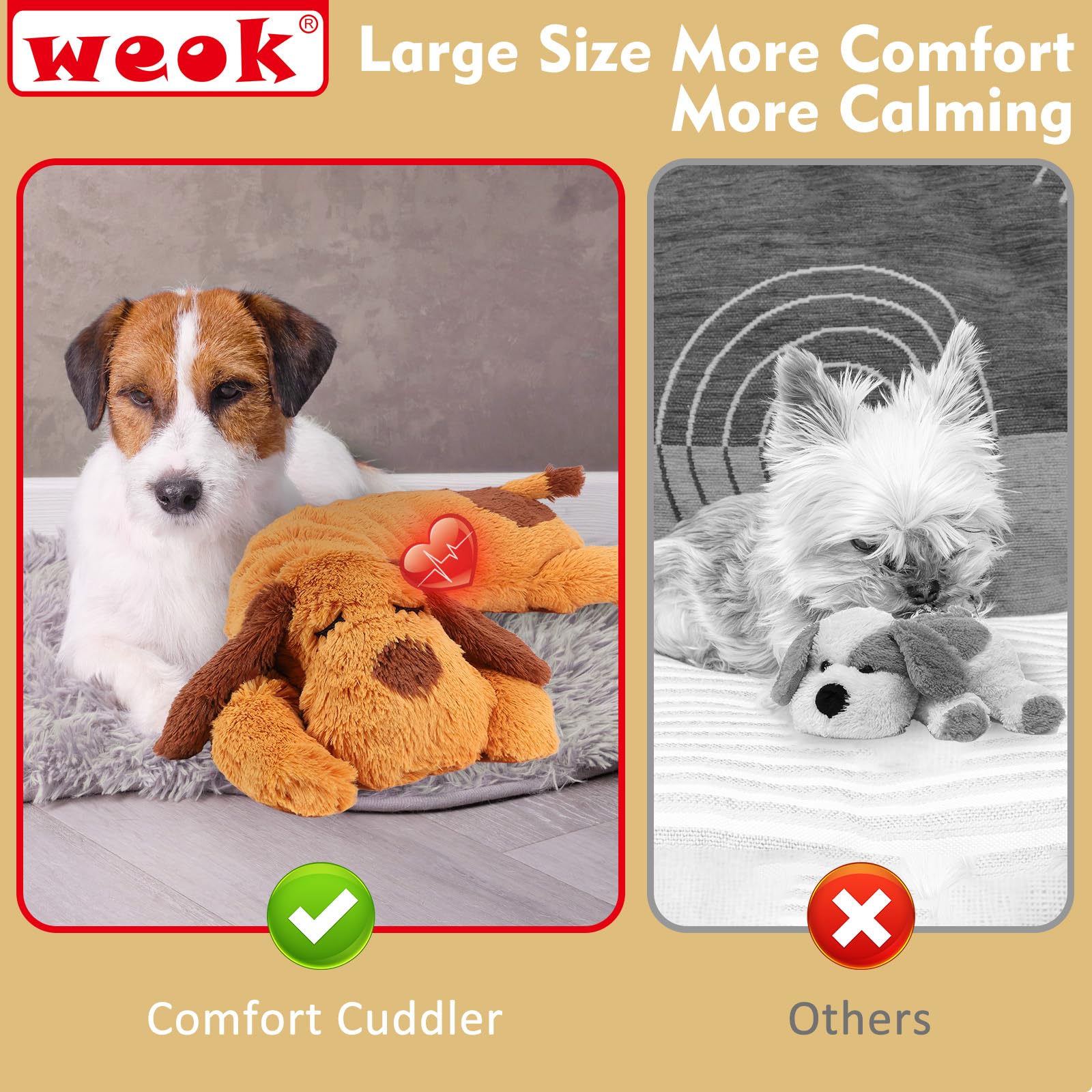WEOK peluche junto a mano para comparar tamaño y proporción
