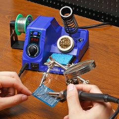 WEP 926LED V3 soldering iron resting in integrated holder demonstrating safe storage