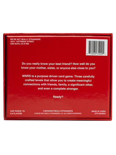 WE'RE NOT REALLY STRANGERS fanned card spread revealing question levels