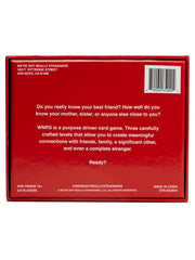 WE'RE NOT REALLY STRANGERS fanned card spread revealing question levels