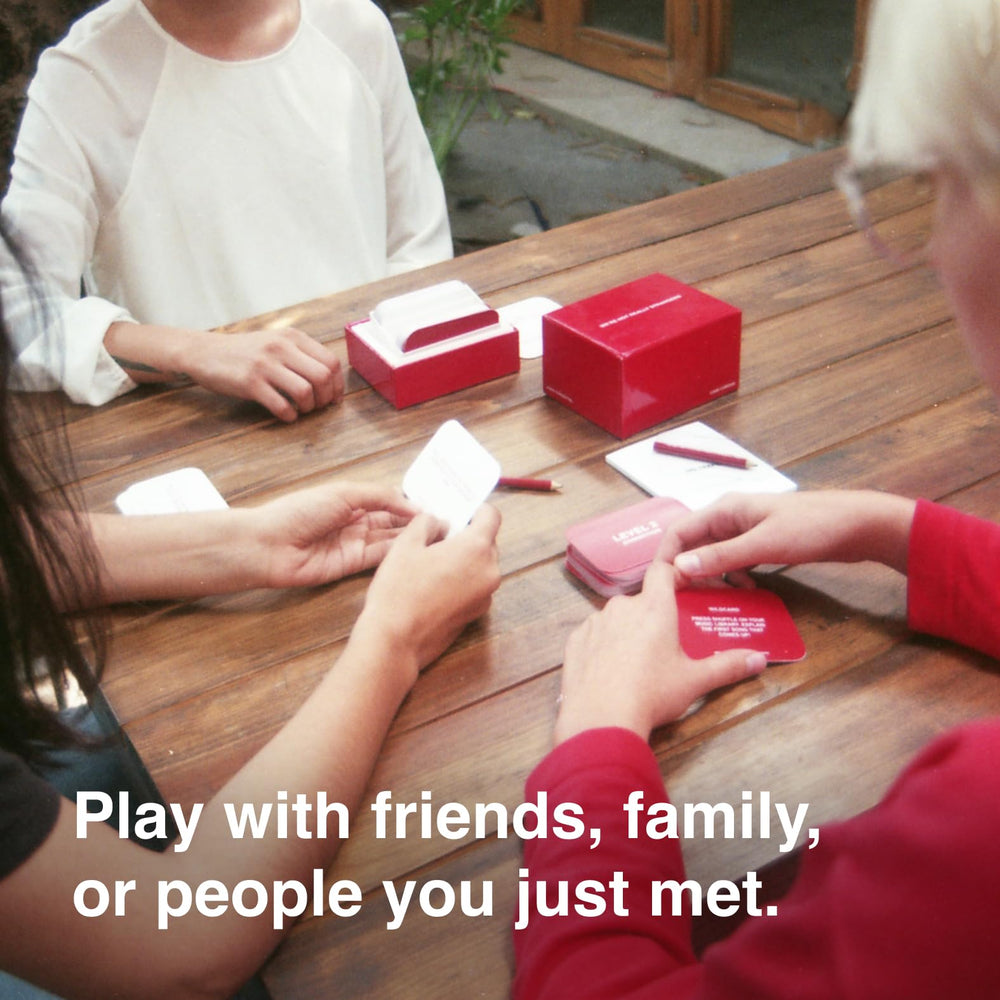 WE'RE NOT REALLY STRANGERS close-up of card finish and readable prompts
