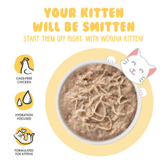 Weruva au jus being poured to show moisture and enhanced kitten palatability