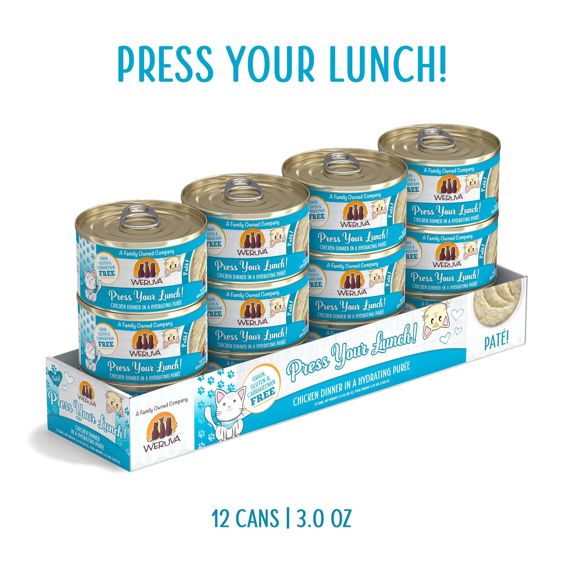 Weruva top view of chicken pate revealing smooth texture and appetizing surface