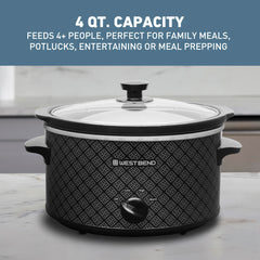 West Bend ceramic crock close-up highlighting removable finish for elegant serving