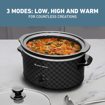 West Bend stay-cool handle close-up illustrating safe handling while serving hot dishes