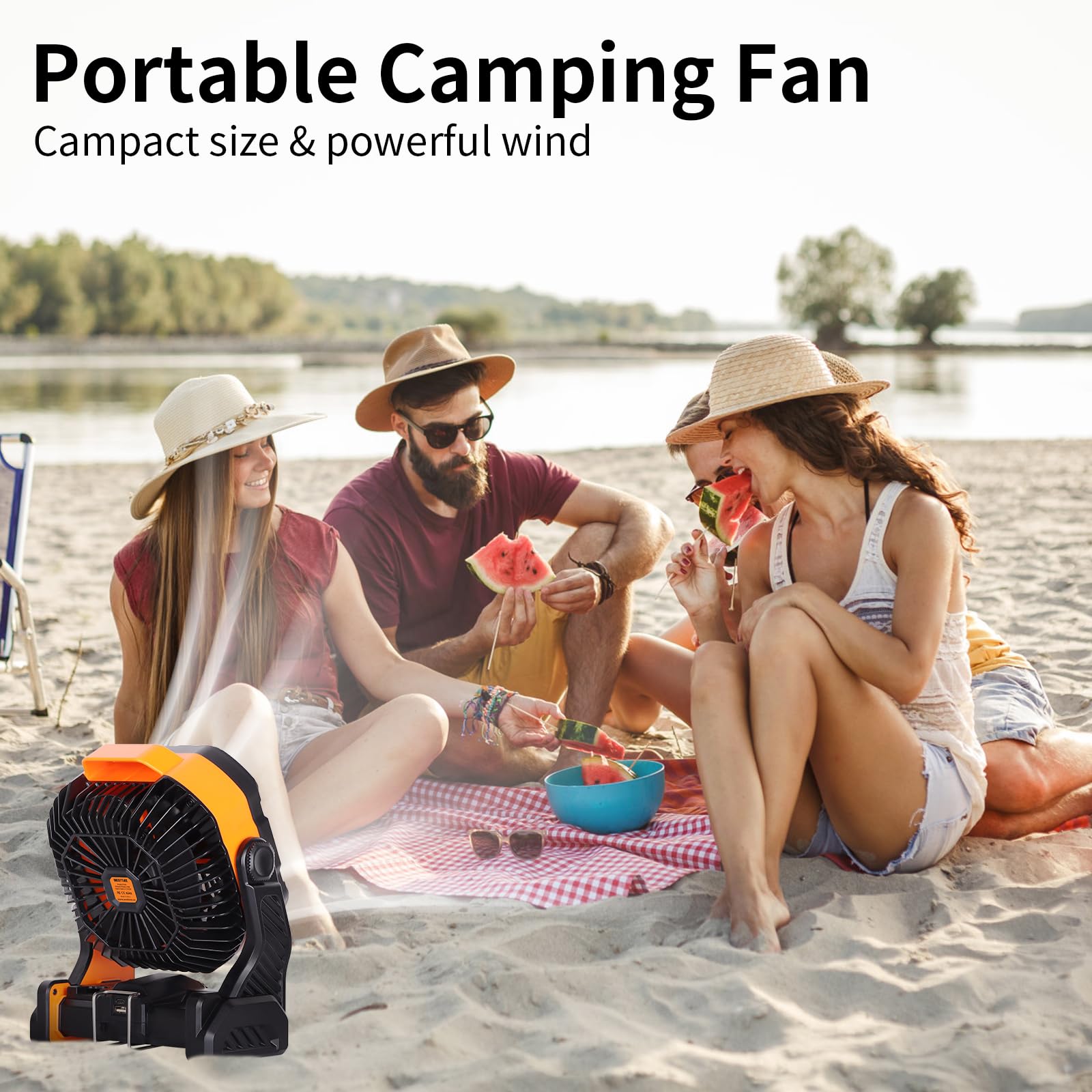 WESTTREE hooked inside a tent showing hands-free hanging convenience and airflow