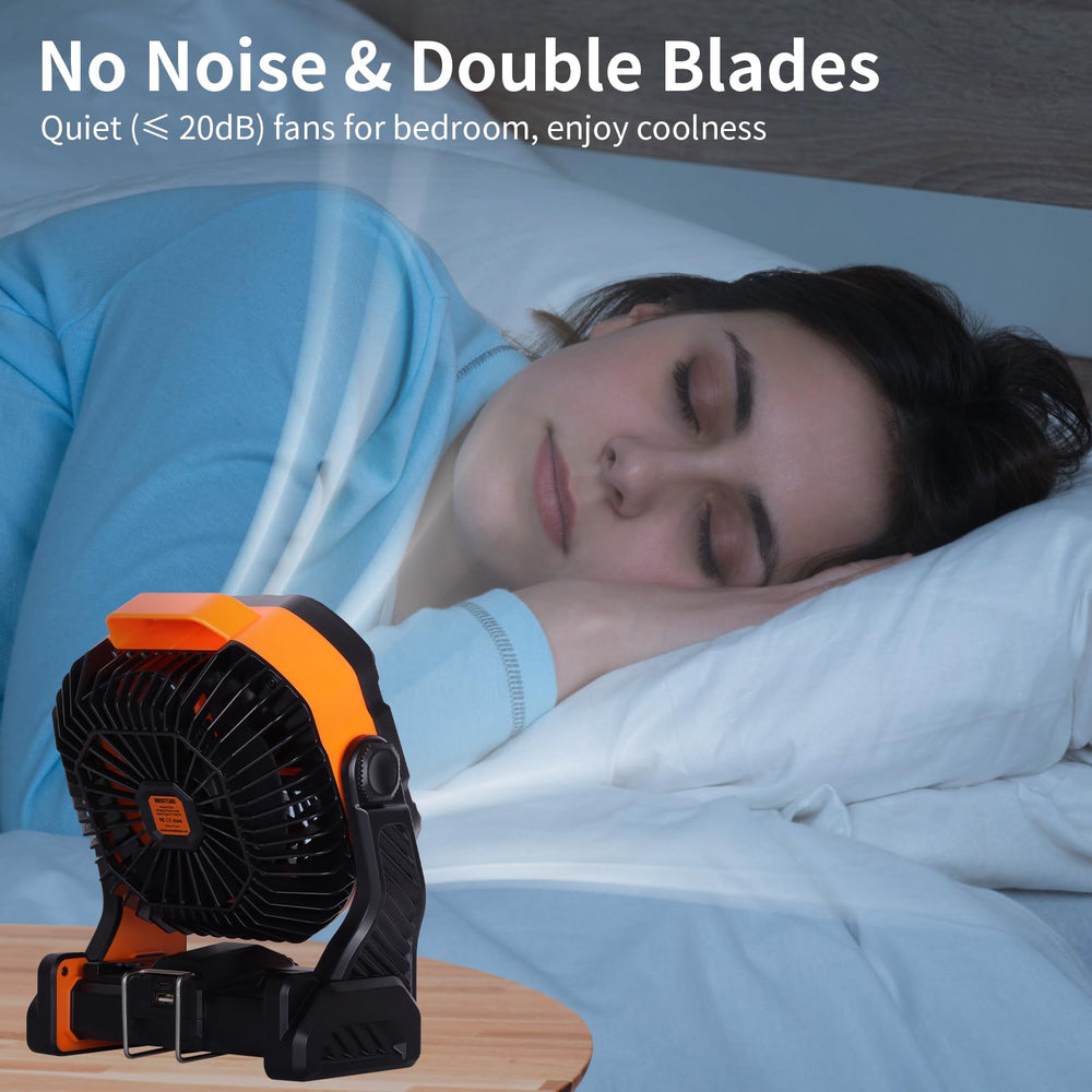WESTTREE USB ports and Type-C input visible to charge devices and recharge fan