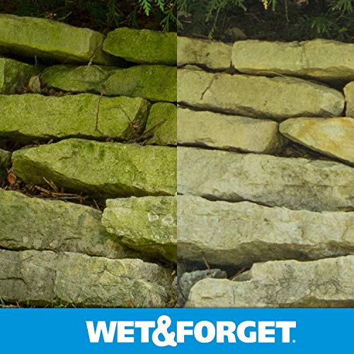 Wet & Forget botella 64oz junto a una regla, muestra tamaño y cobertura