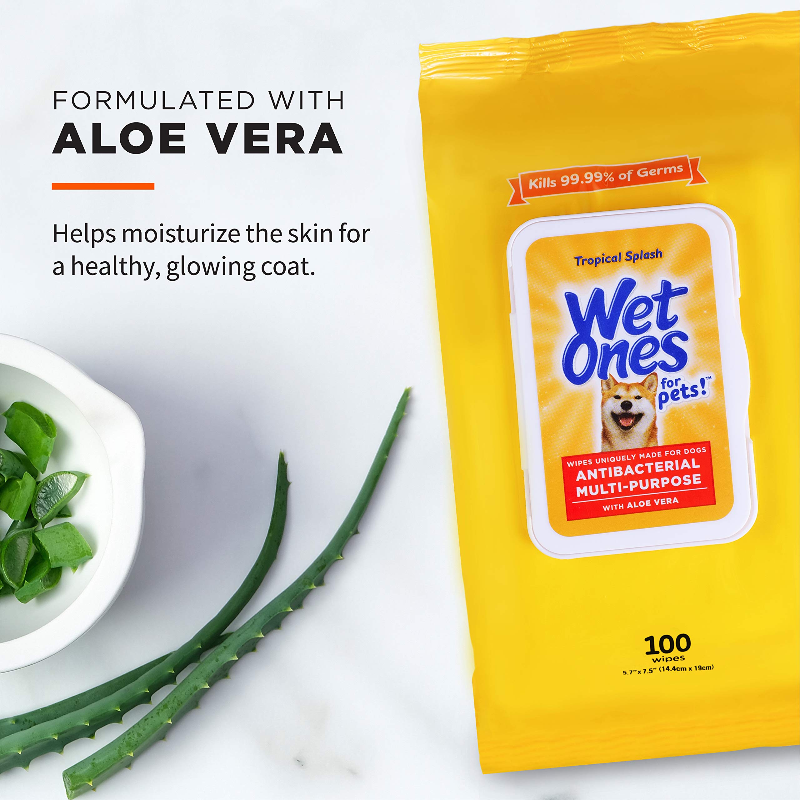 Hand pulling a Wet Ones wipe from the pouch showing easy dispensing and convenience benefit