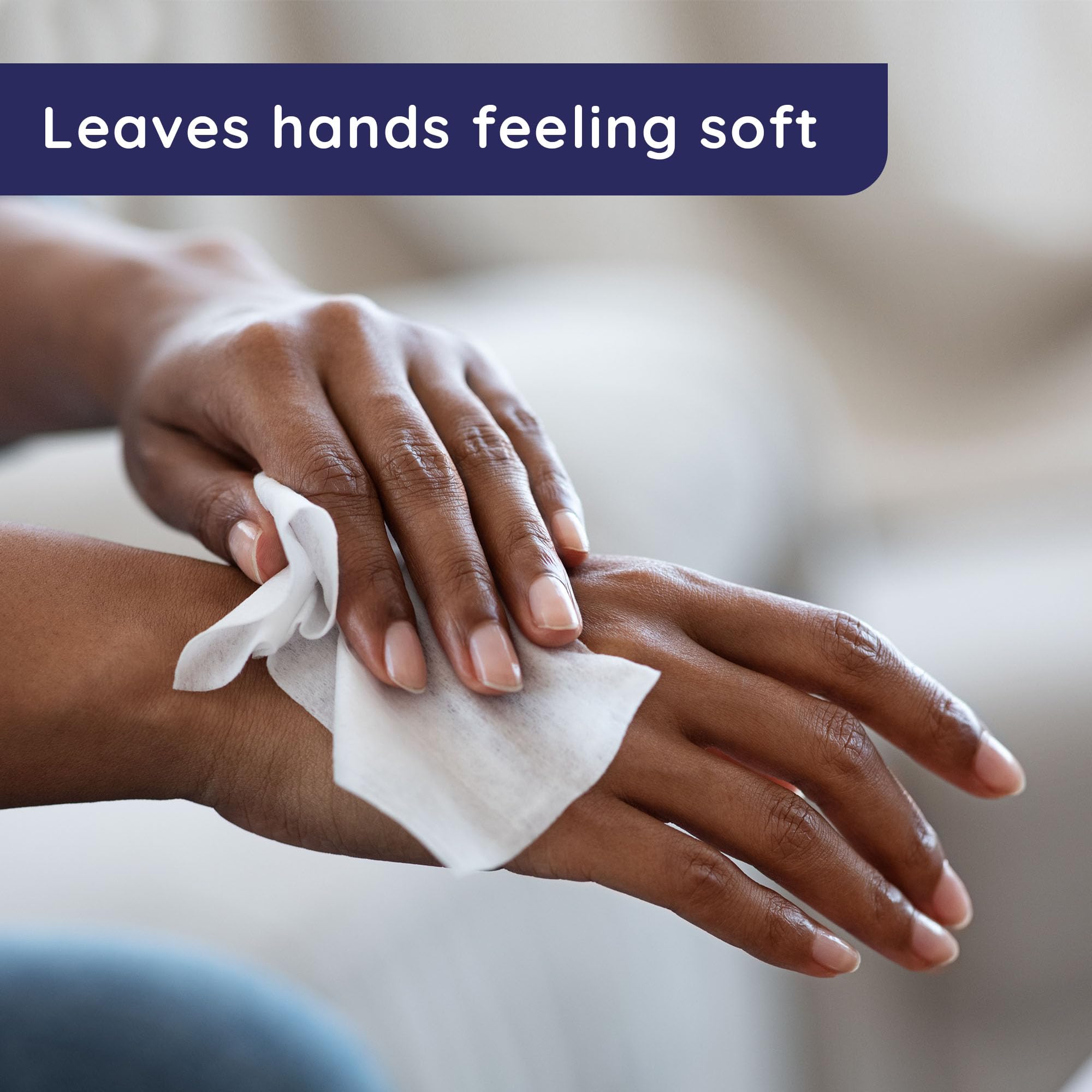 Close-up of Wet Ones wipe texture with aloe for gentle skin feel