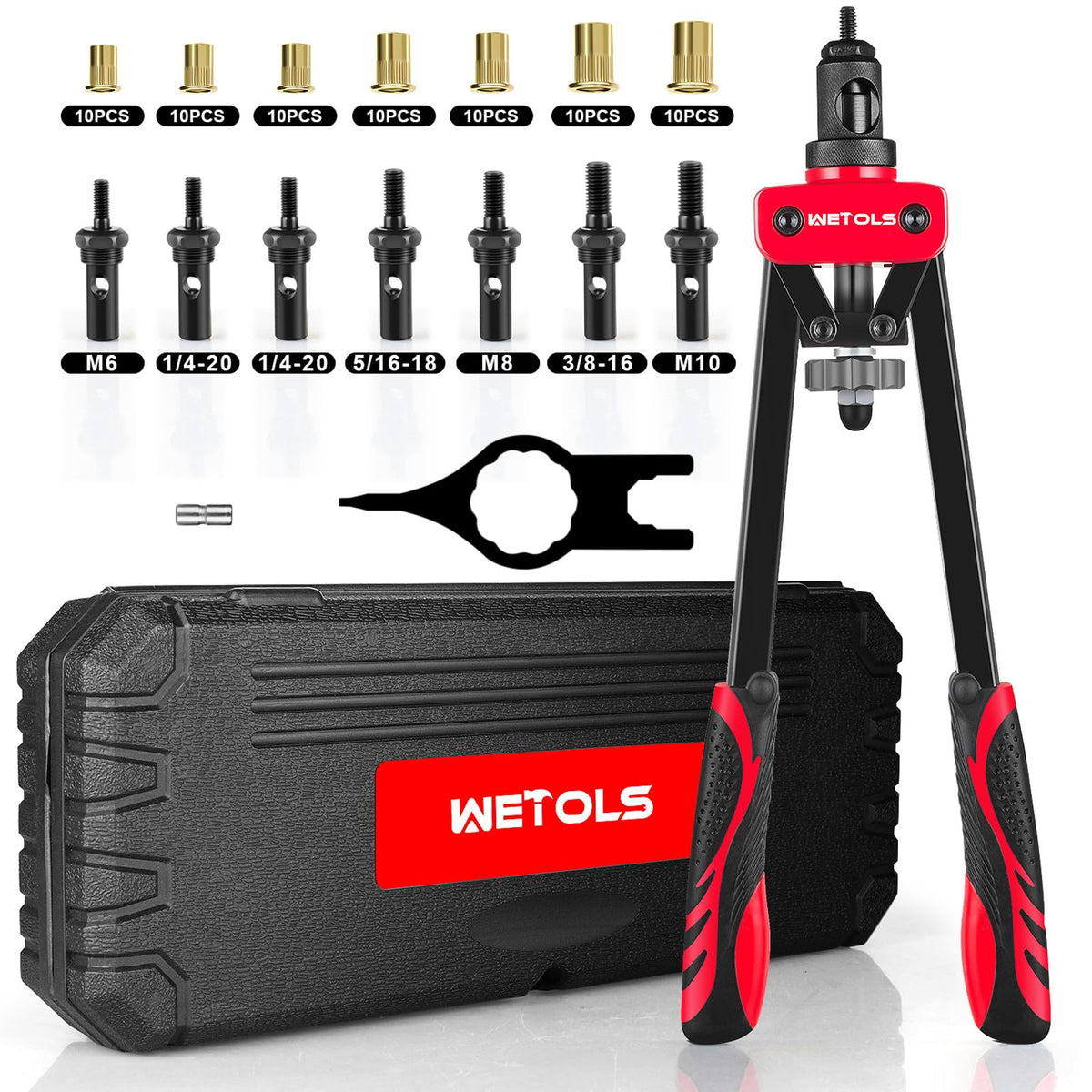 WETOLS maleta abierta mostrando kit completo, transportabilidad mejorada