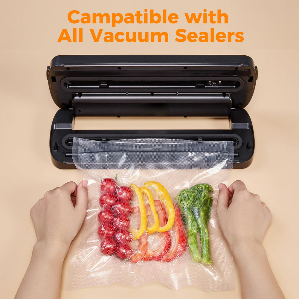 Wevac rollo en uso con selladora Food Saver, facilita bolsas a medida y evita desperdicio
