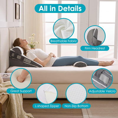 WGAKCED lifestyle shot in bedroom showing assembled wedge used for sleeping and relaxation benefit