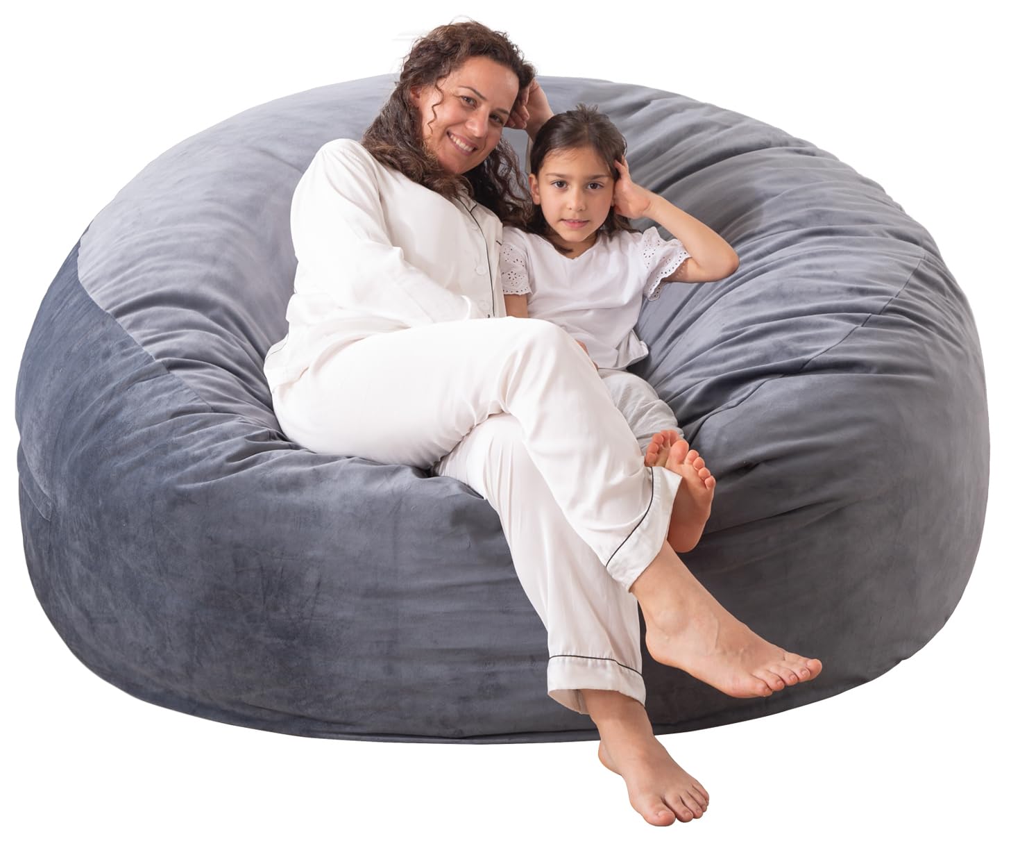 WhatsBedding puff 3 ft frontal mostrando diseño y color gris oscuro, cómodo al instante