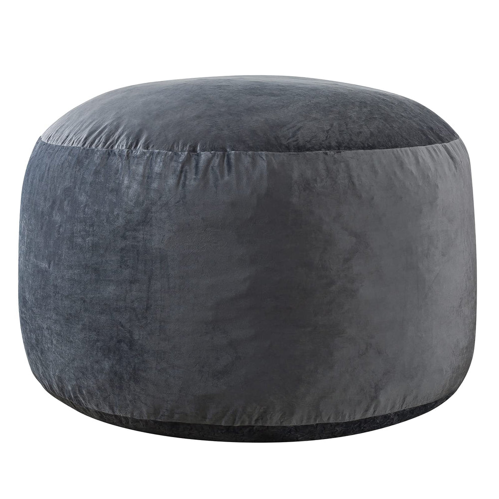 WhatsBedding vista aérea del puff redondo mostrando forma y capacidad de asiento