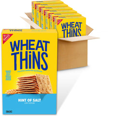 Wheat Thins frente del empaque mostrando caja y beneficio de bajo sodio