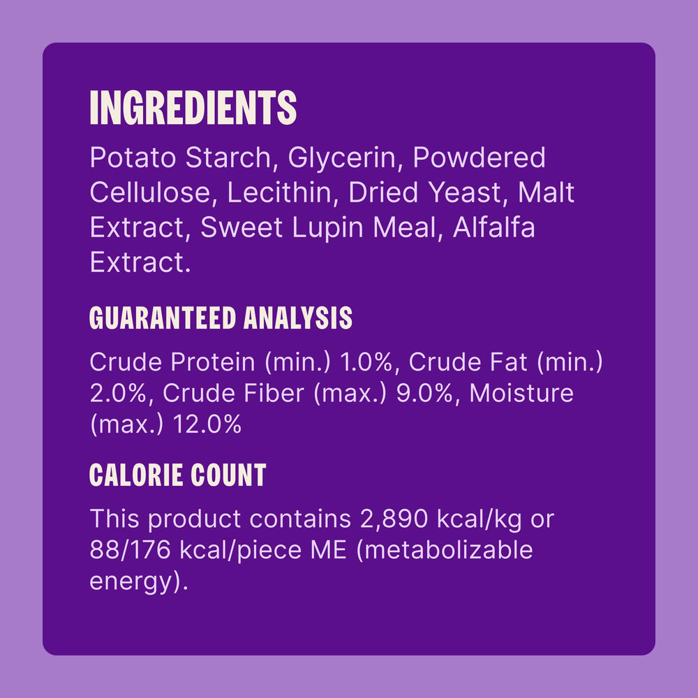 Lista de ingredientes Whimzees enfocada en composición natural
