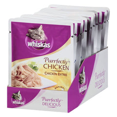 Whiskas comparación de tamaño del sobre junto a una cuchara, porciones controladas
