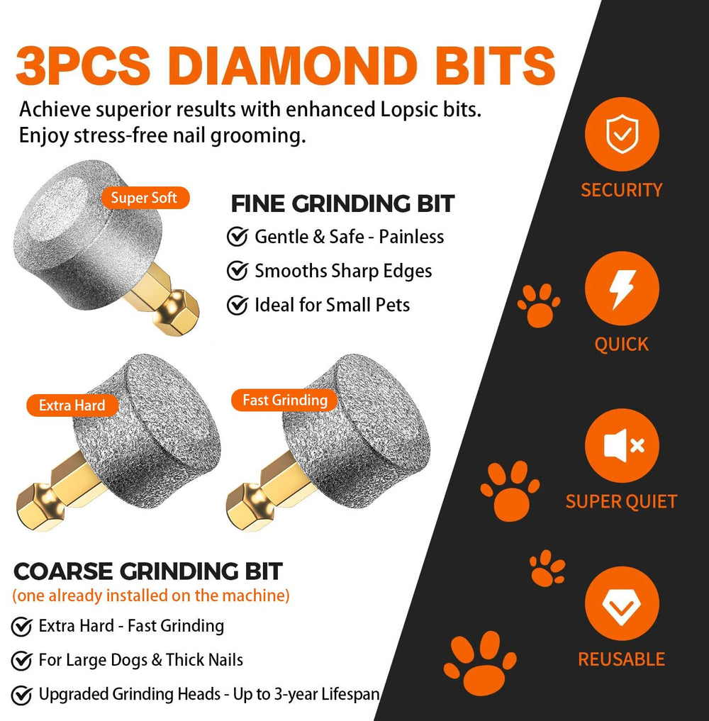 Whisper Quiet Dog Nail Grinder con accesorios incluidos, kit completo para aseo doméstico