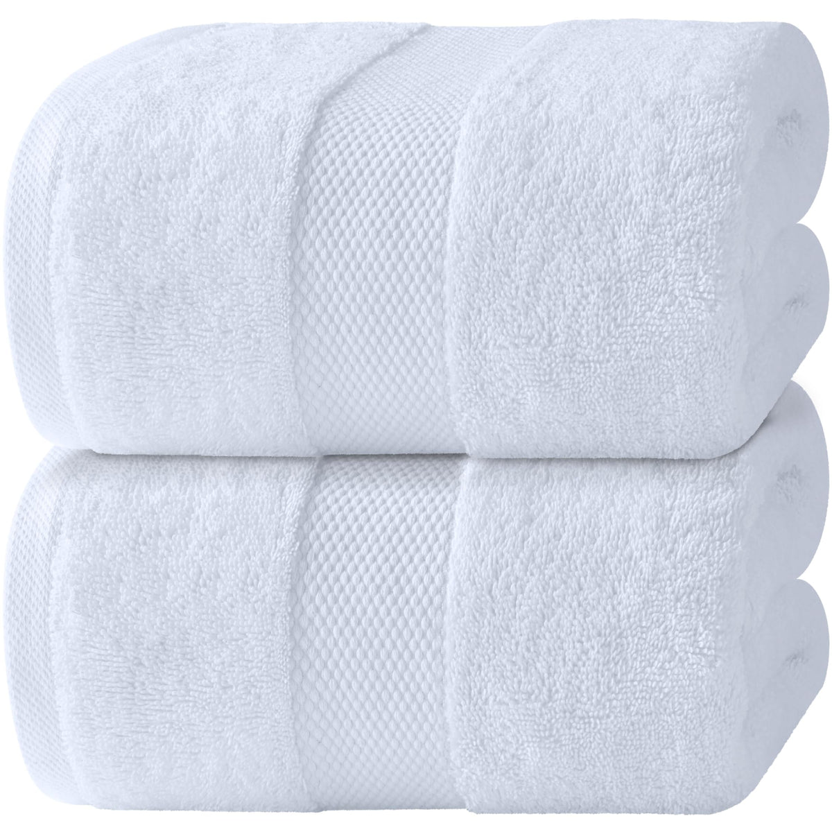 White Classic toalla frontal empacada mostrando acabado y tamaño premium