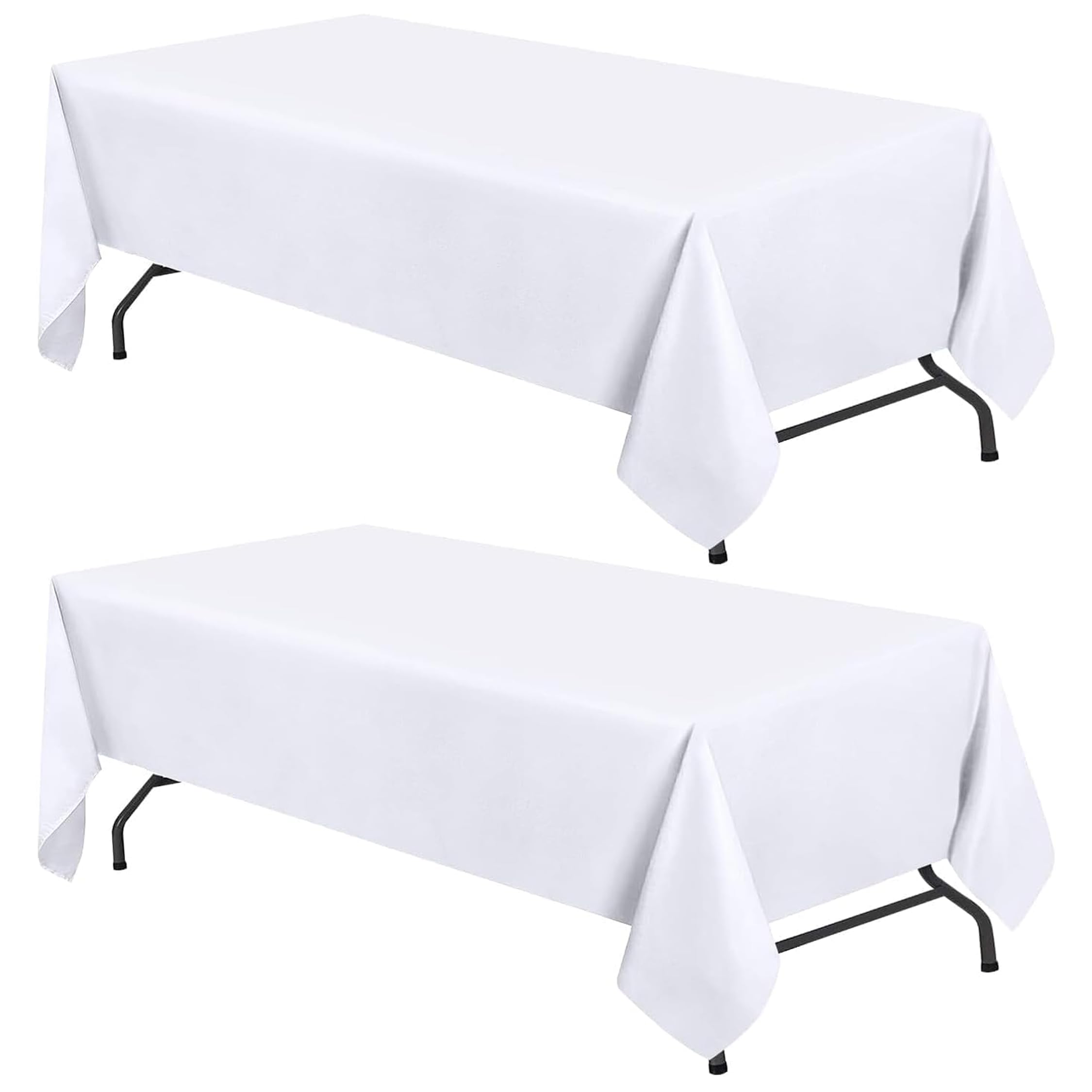 White Classic WEALUXE vista frontal del mantel en paquete, aspecto profesional