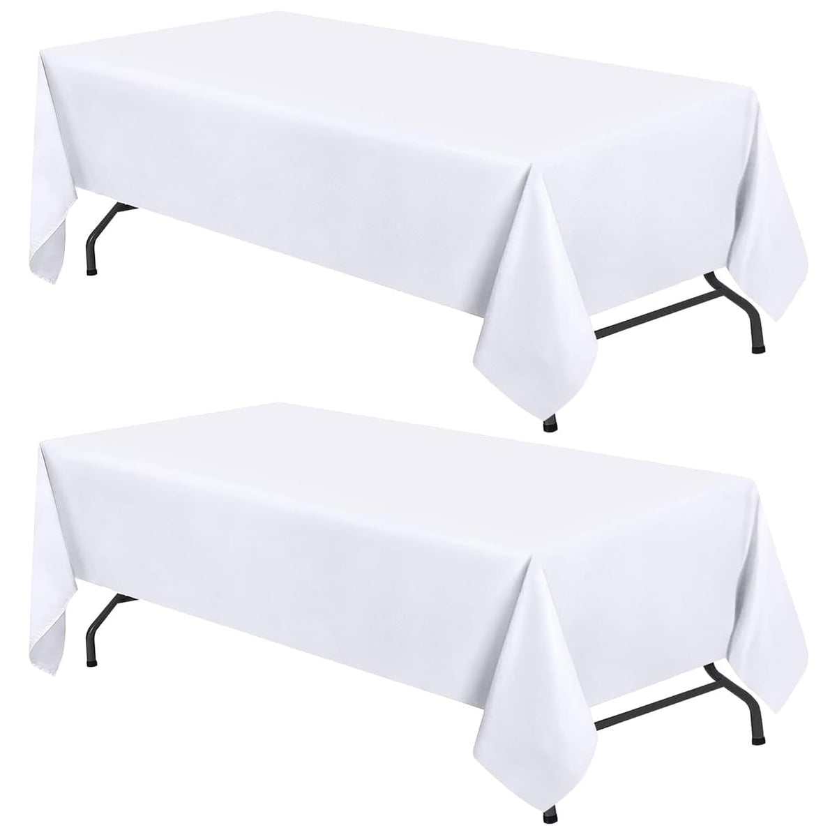 White Classic WEALUXE vista frontal del mantel en paquete, aspecto profesional
