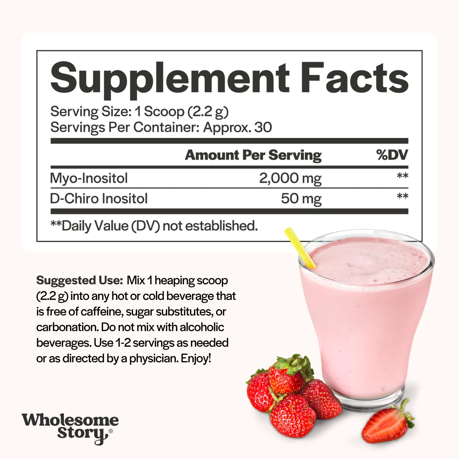Wholesome Story polvo mezclado en smoothie sano para consumo diario