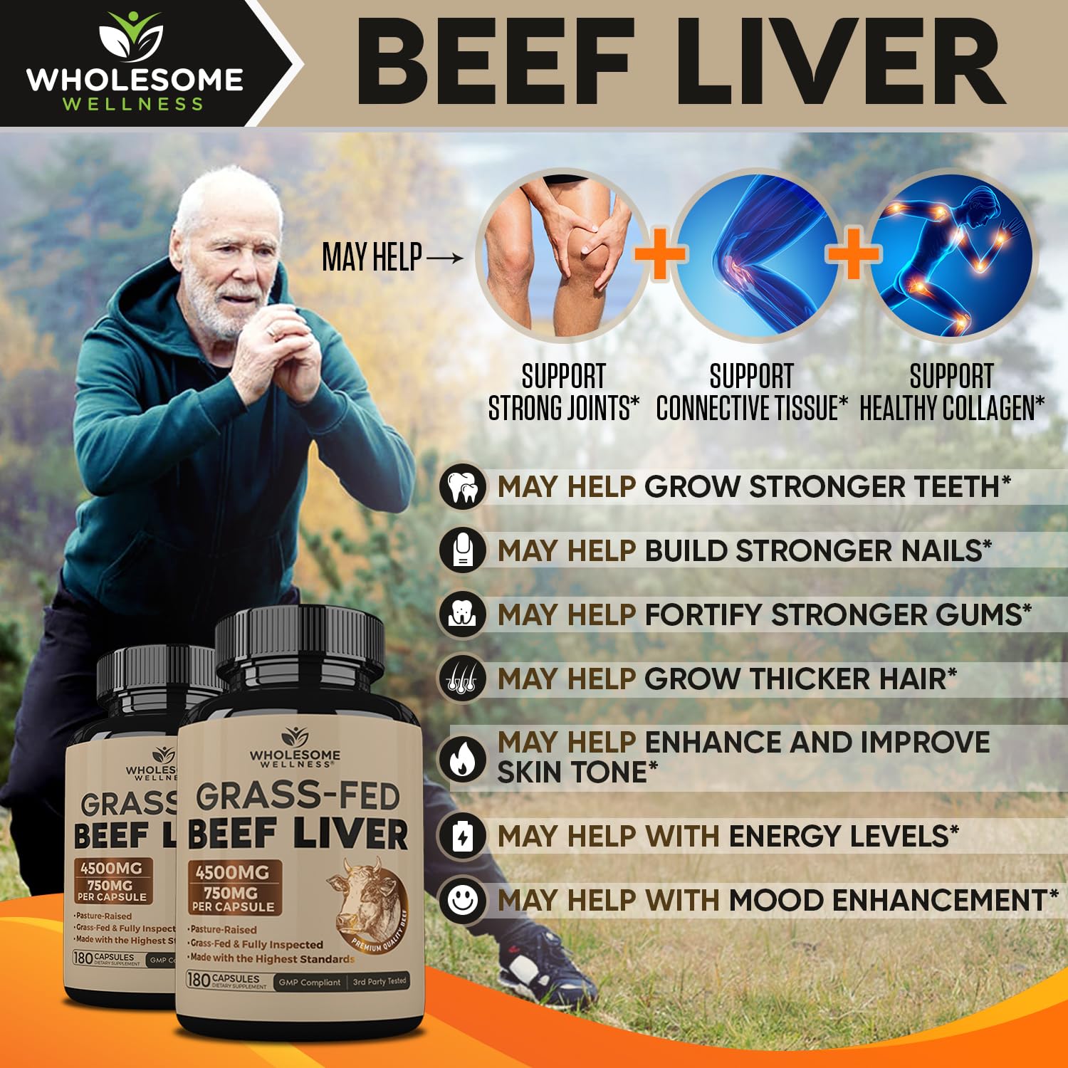 Wholesome Wellness etiqueta nutricional con ingredientes y origen claro