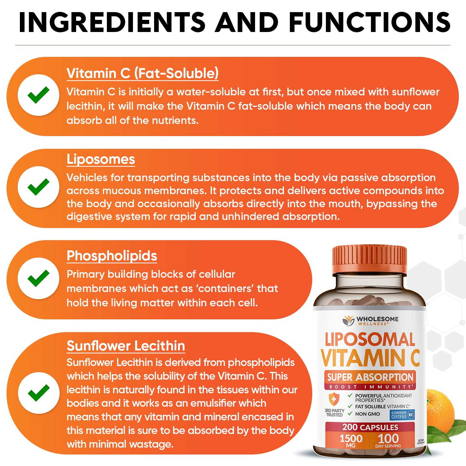 Wholesome Wellness capsules beside a ruler for serving-size and supply clarity