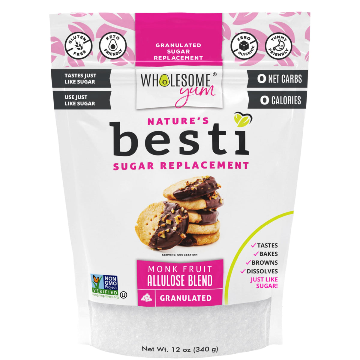 Wholesome Yum frente del paquete Besti mostrando diseño y beneficio natural