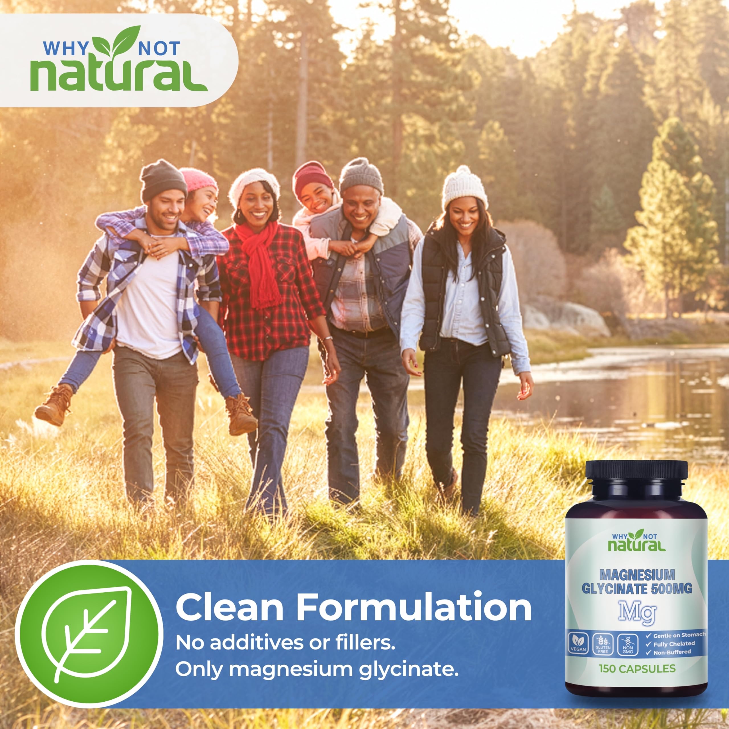 Why Not Natural cápsula en mano para referencia de tamaño y dosificación