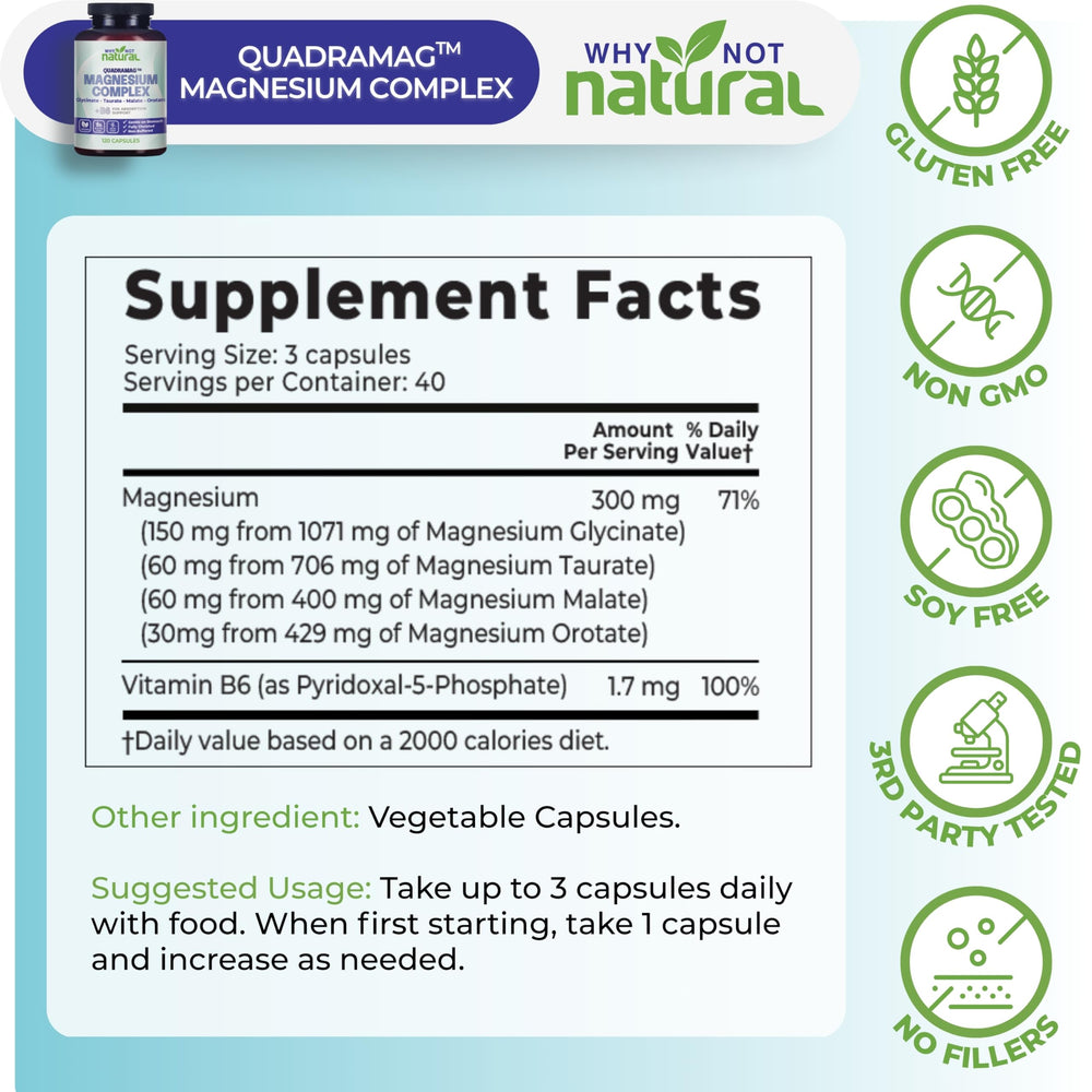 Why Not Natural etiqueta con información de ingredientes y dosis