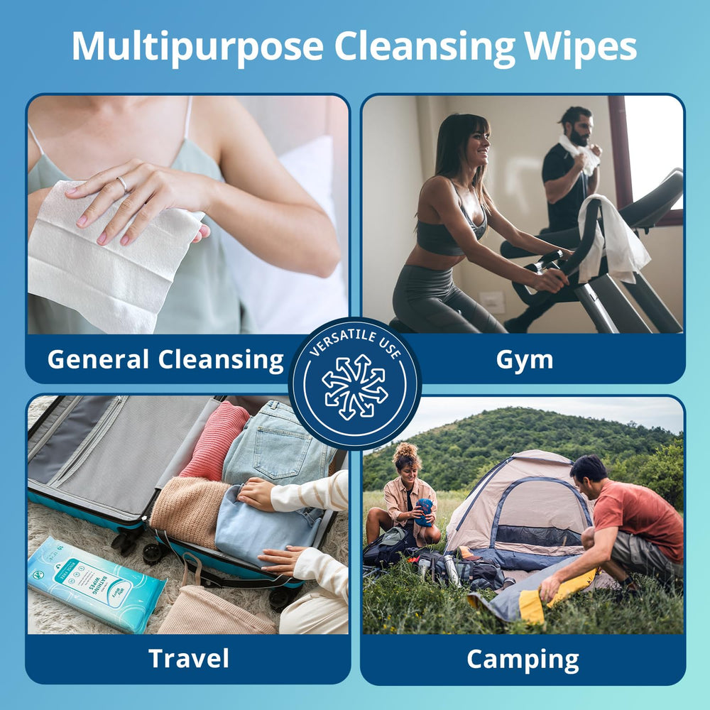 WhyWorry paquete en mochila junto a equipo de viaje y gimnasio para uso en movimiento