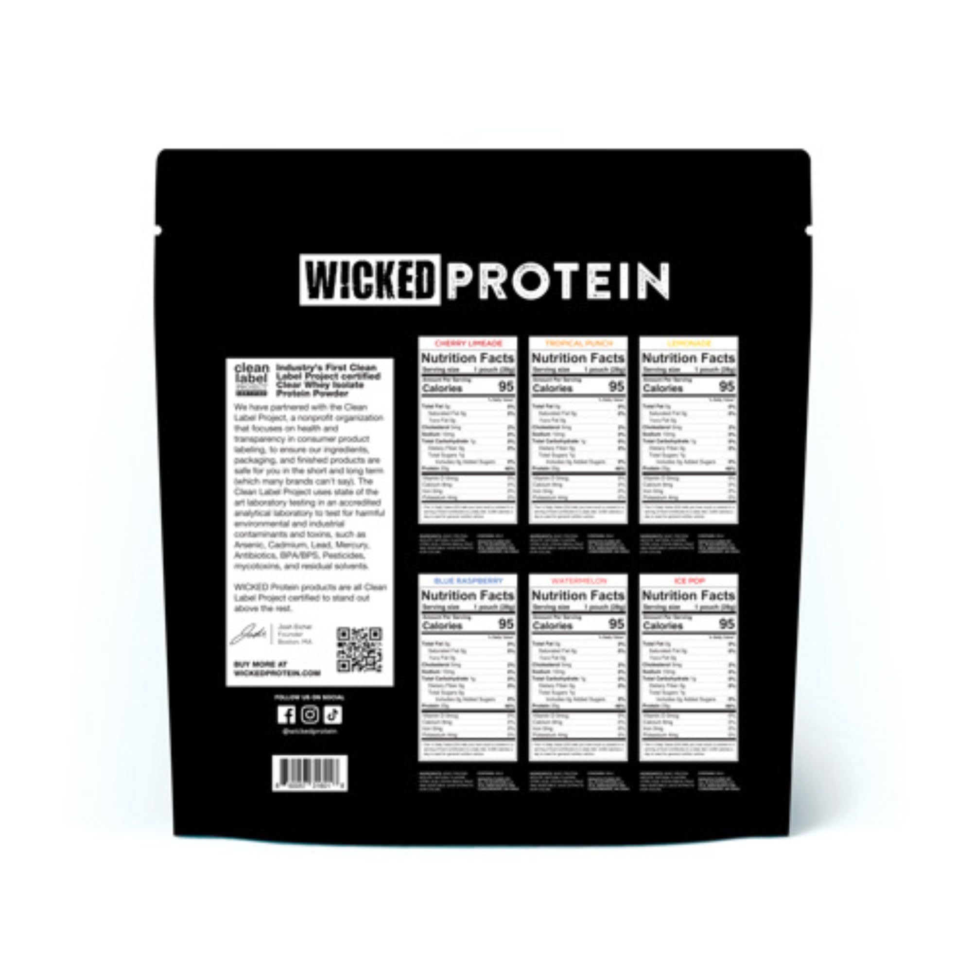 WICKED Protein en bolso de gimnasio y botella, listo para uso postentrenamiento