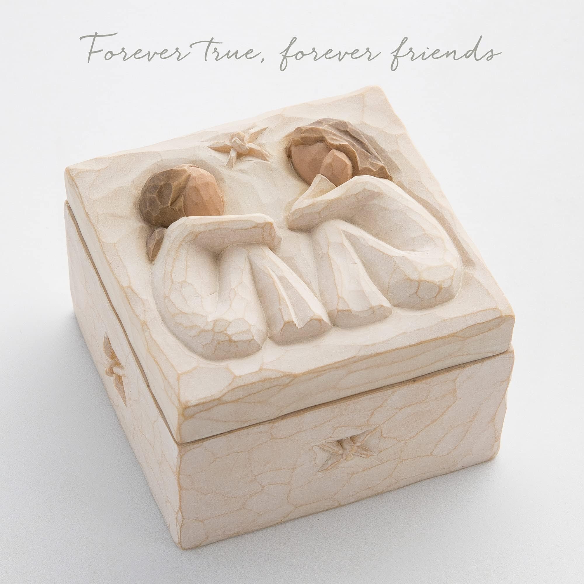 Willow Tree caja abierta con joyas dentro para organizar recuerdos personales