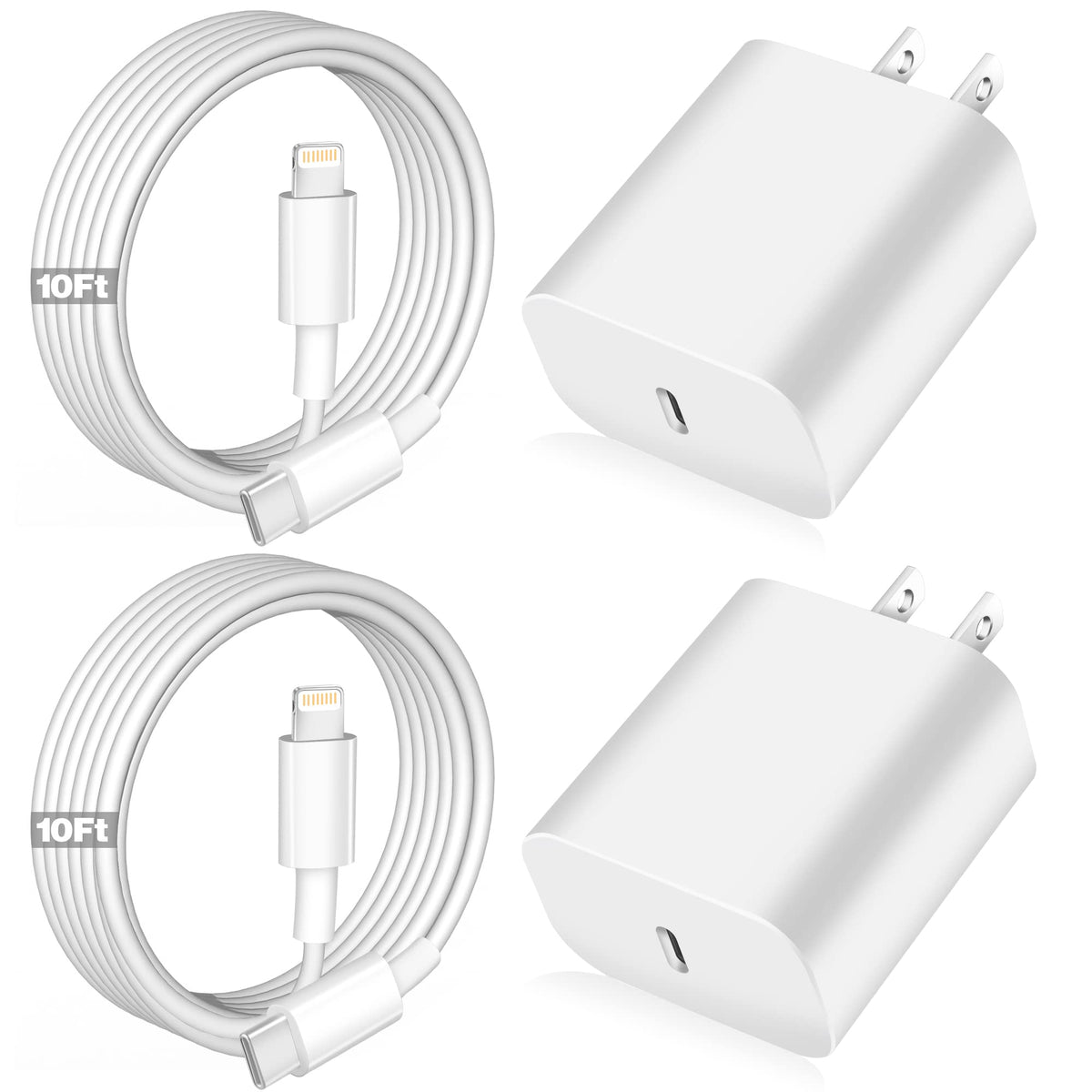 WILLTOP front packaging showing two chargers and two 10ft cables for convenience