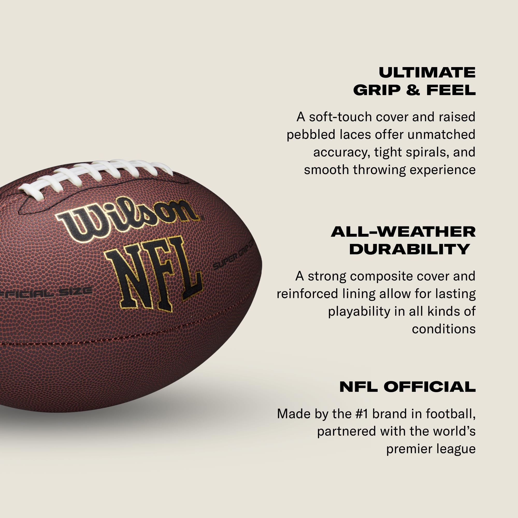 WILSON etiqueta con logo NFL que certifica autenticidad