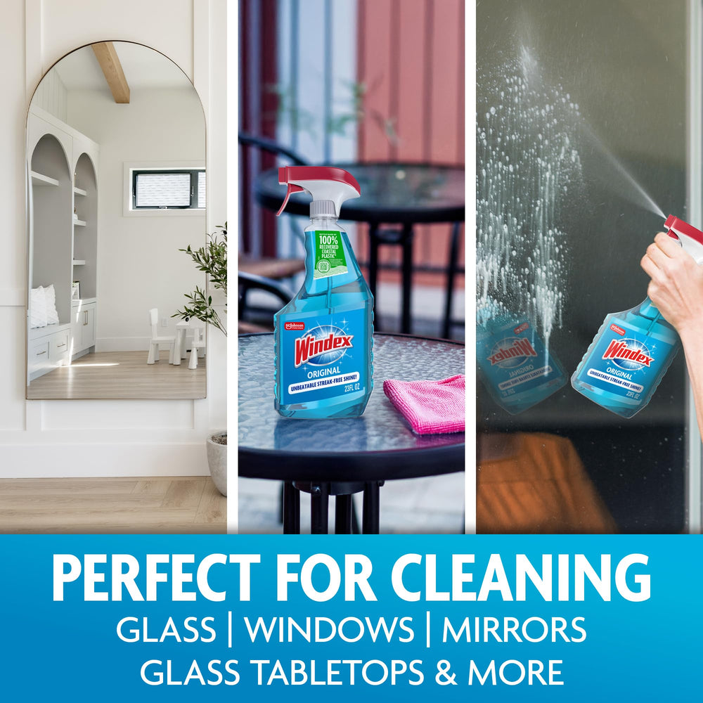 Windex detalle de etiqueta indicando fórmula y uso multi-superficie