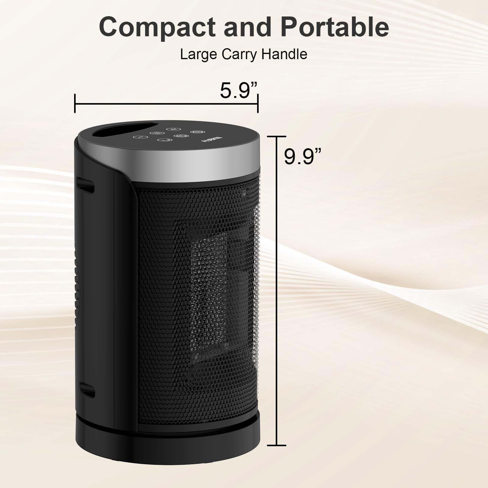 WINHL heater placed on a bedroom nightstand providing quiet supplemental heat