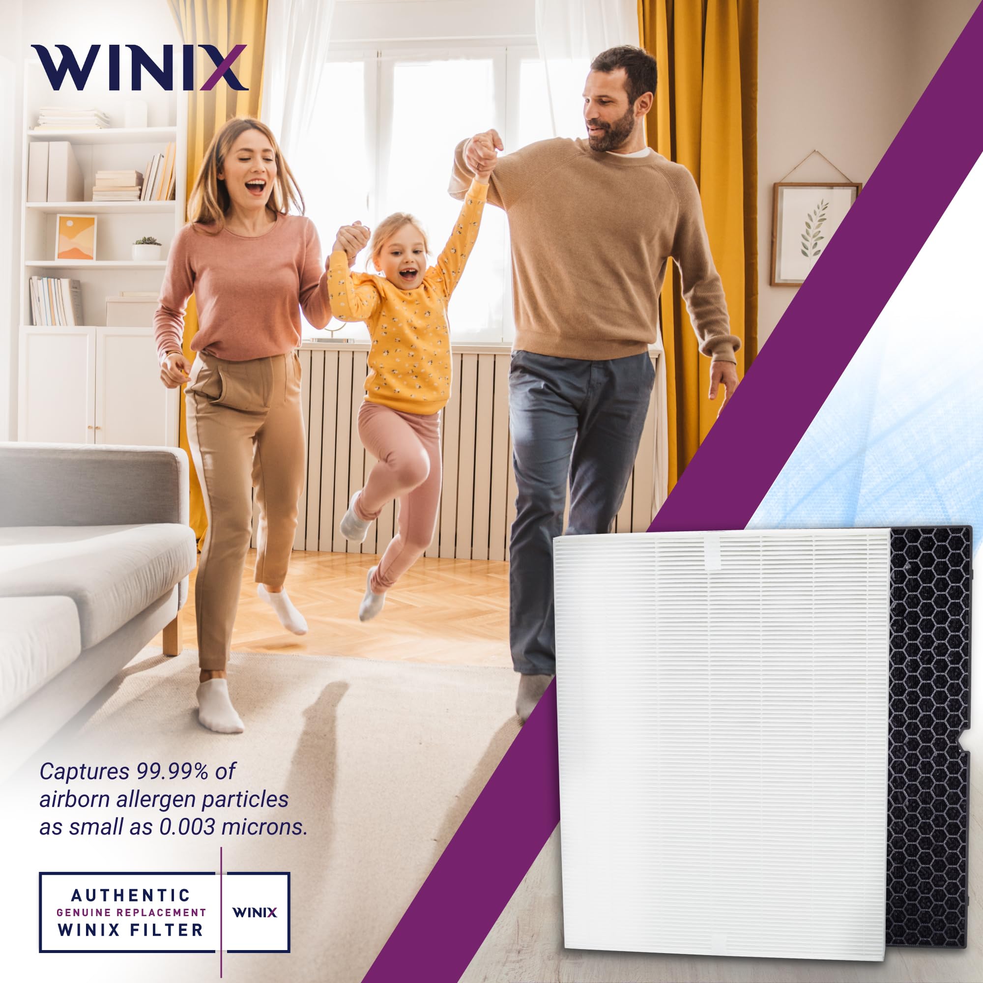 Winix detalle de malla HEPA que captura partículas finas