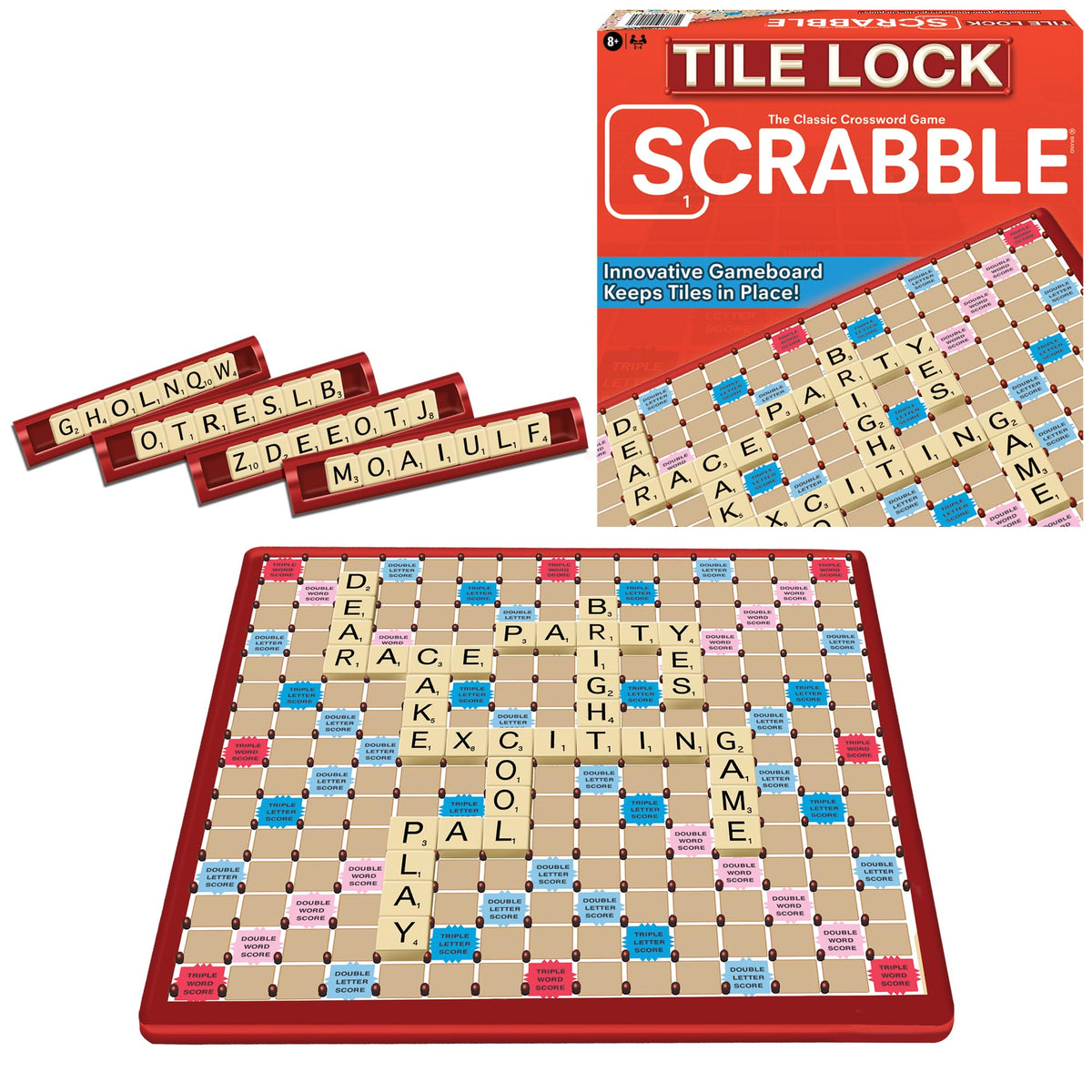 Winning Moves vista frontal del tablero con diseño compacto y bloqueo seguro